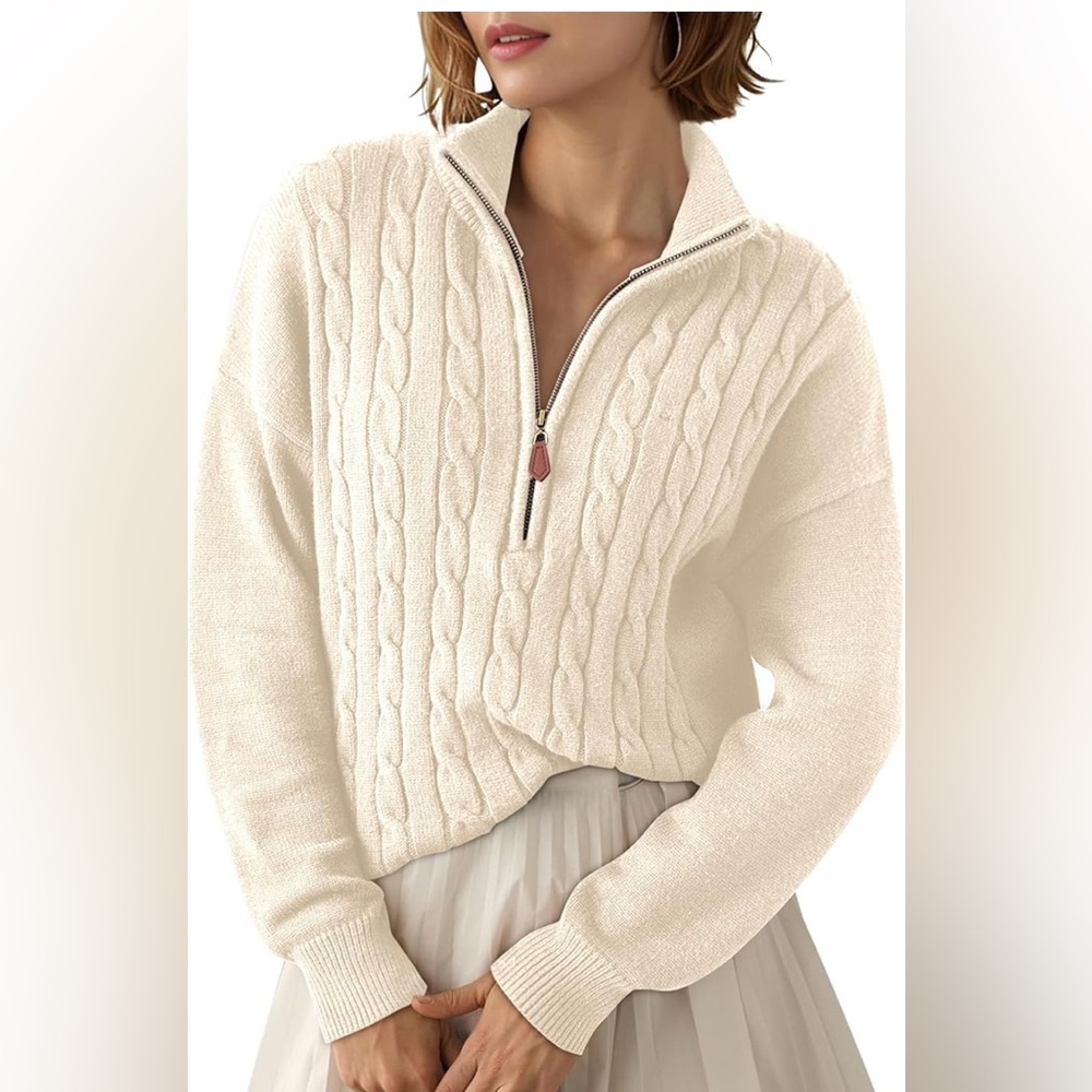 Elegant Cream Cable Knit Sweater